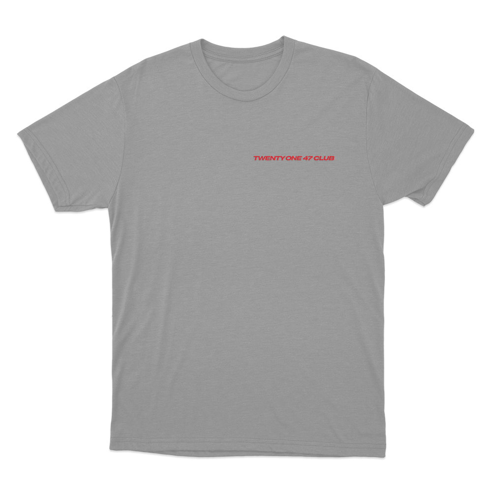 Twenty One 47 Club Logo Unisex T Shirt Grey Twenty One 47 Club Logo Unisex T Shirt Grey