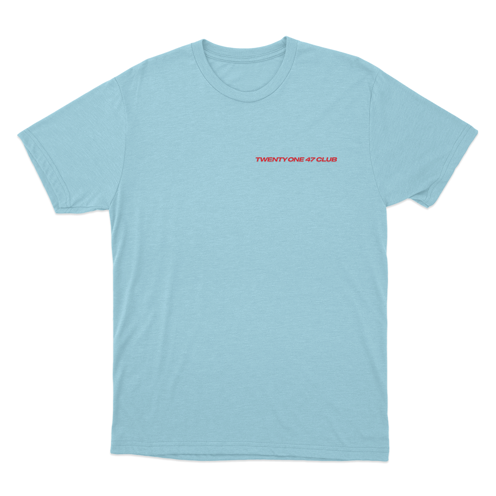 Twenty One 47 Club Logo Unisex T Shirt Sky Blue Twenty One 47 Club Logo Unisex T Shirt Sky Blue