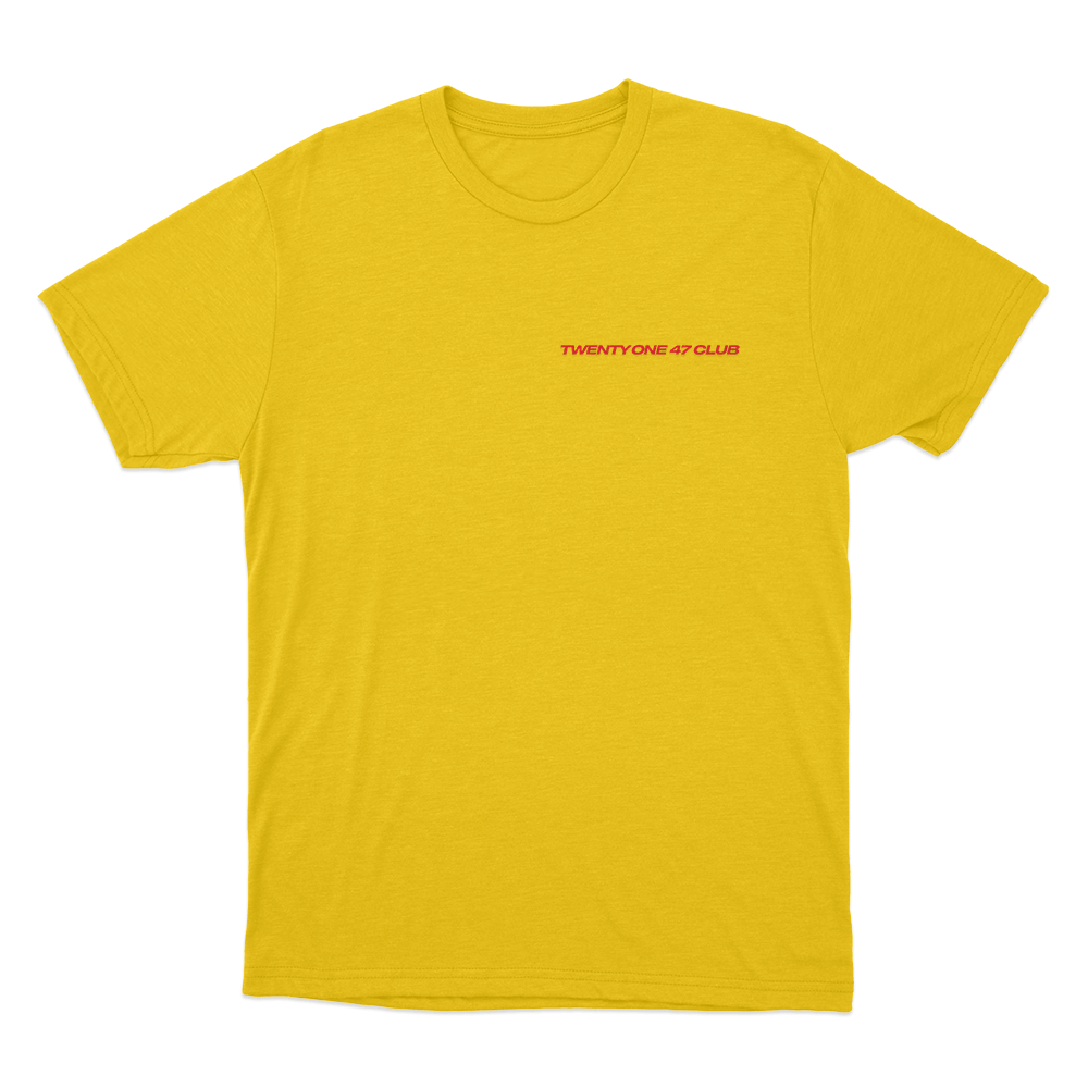 Twenty One 47 Club Logo Unisex T Shirt Yellow Twenty One 47 Club Logo Unisex T Shirt Yellow