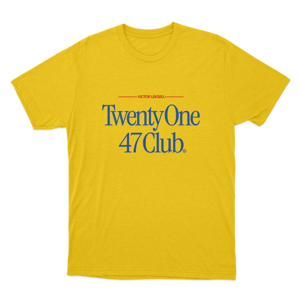 TwentyOne 47 Club Unisex T Shirt Yellow TwentyOne 47 Club Unisex T Shirt Yellow